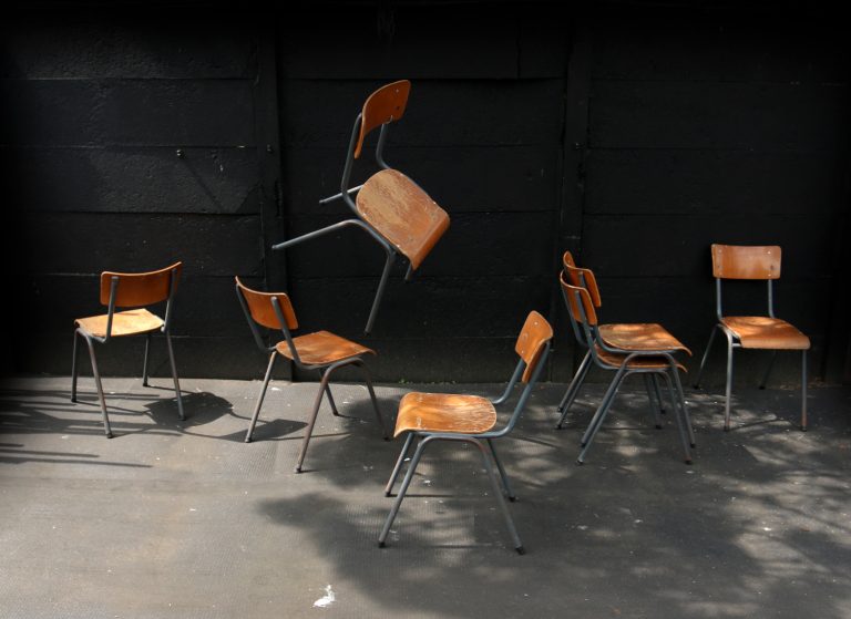 Partij Industrieel Vintage Schoolstoelen jaren 60 B2