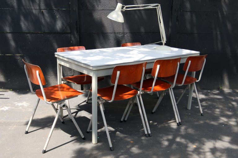 Industrieel Vintage Zwartwoud eettafel metaal