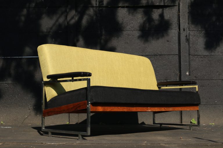 Geweldige Vintage design bank bi-color palissander jaren 60