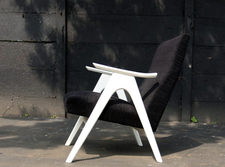 Vintage Design Zwart / Wit Fauteuil jaren 60