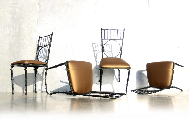 Vintage Eclectisch Franse Metalen bistro stoelen Partij
