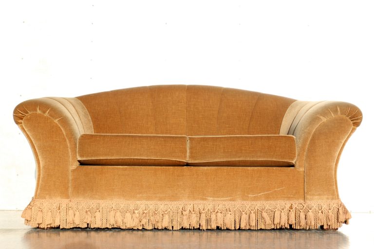 Vintage Sixties driezitsbank goudgeel velours