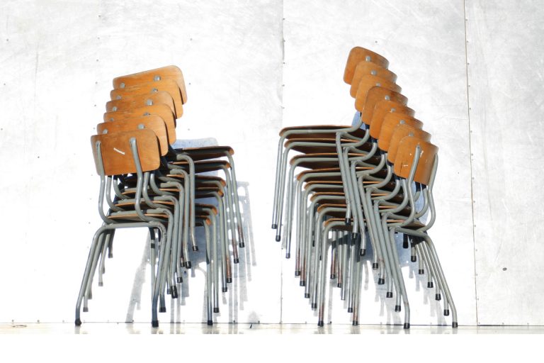Industrieel Vintage Semal Tubax Schoolstoelen jaren 60 Grijs