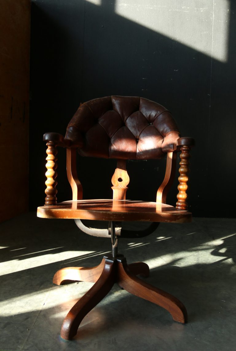 Antiek Vintage Engelse Captain Chair Bureaustoel 19e eeuw
