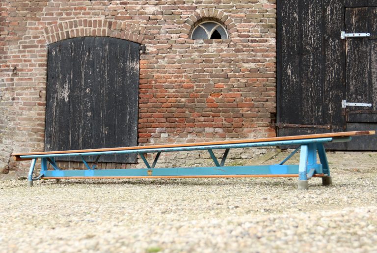 TOP Industrieel Vintage XL metaal, hardhout gymbank 3.6 m