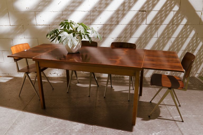 Vintage Design uitschuiftafel eettafel hout jaren 60