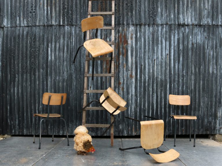 Industrieel Vintage Lecluyse Schoolstoelen grijs of zwart