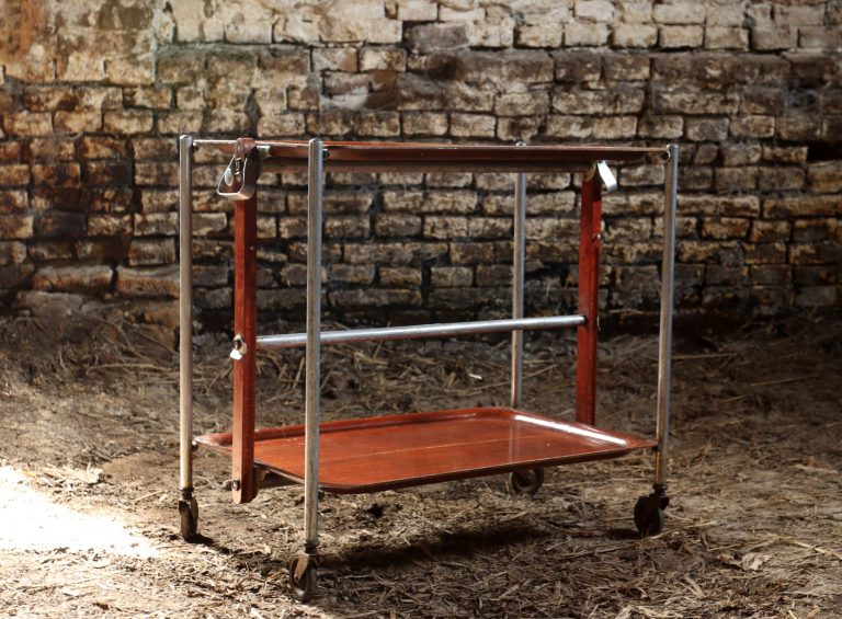 Industrieel Vintage Franse Trolley Serveerwagen Textable