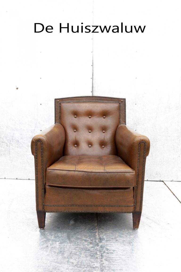 Vintage Design Amerikaans Leren Fauteuil gecapitonneerd