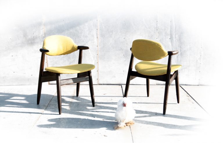 Vintage Design Koehoorn stoel Tijsseling Nijkerk goudgeel