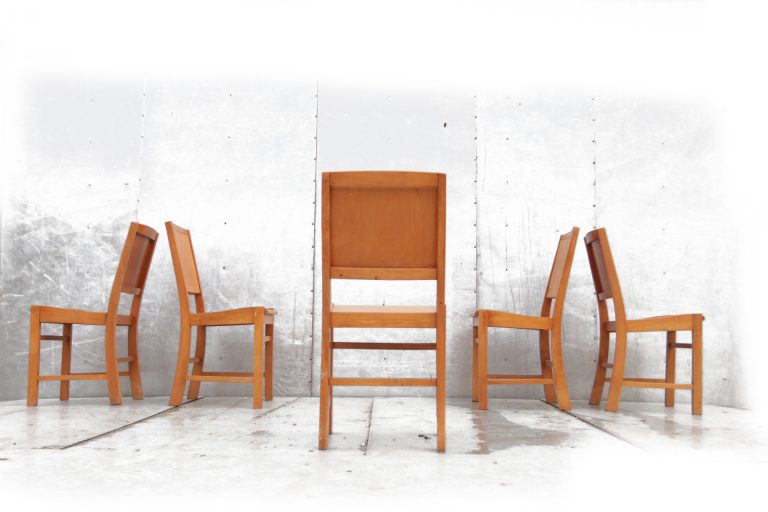 Industrieel Vintage Houten Kerkstoelen jaren 50 Partij