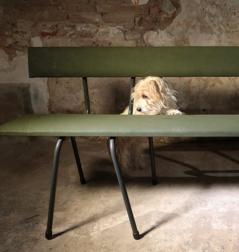 Uniek! Industrieel Vintage Army Leger Schoolstoelbanken