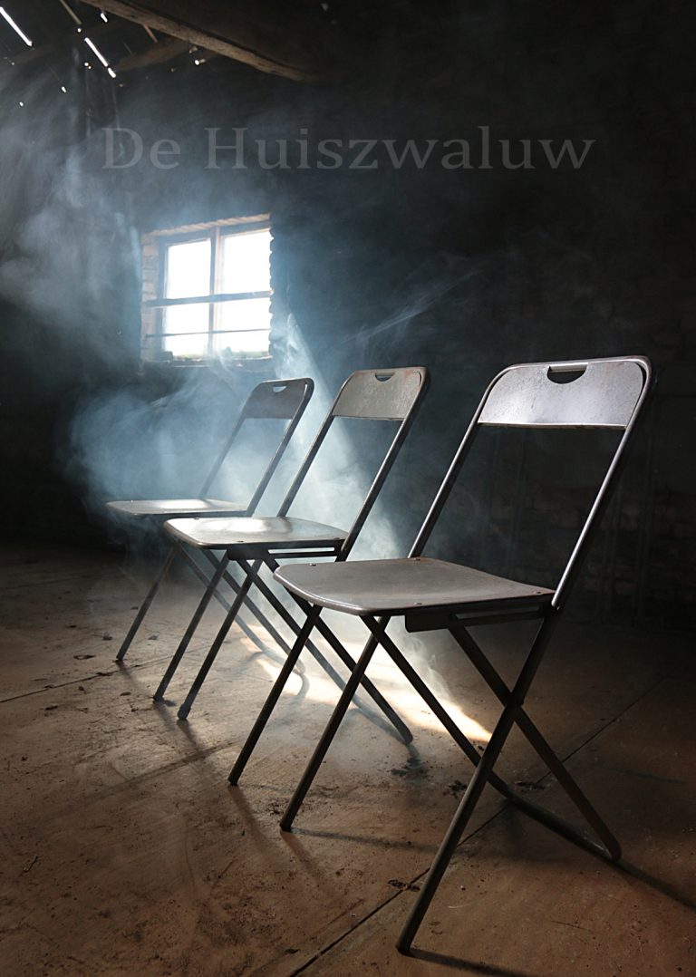 Industrieel Vintage Franse metalen groen-grijze klapstoelen partij