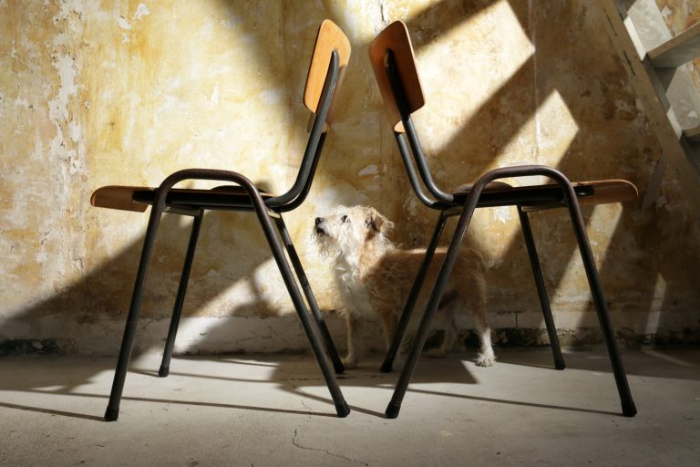 Industrieel Vintage Schoolstoelen V-vorm jaren 60 patina