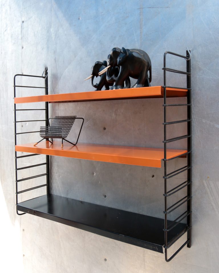Vintage Design Tomado wandrek Oranje Zwart 3 planken