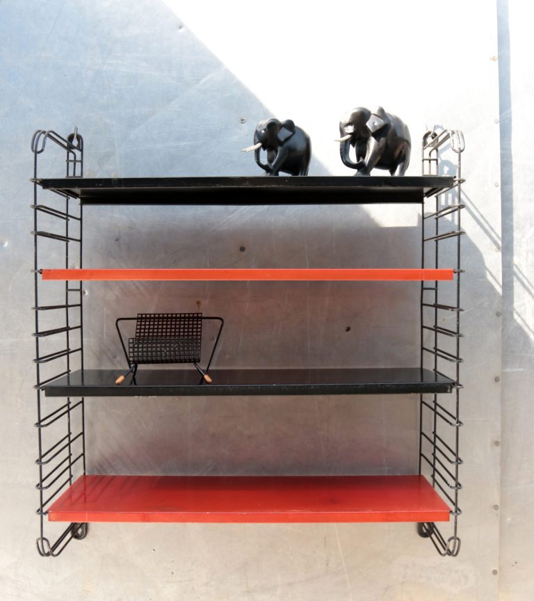 Vintage Design Tomado wandrek Oranje Rood Zwart 4 planken