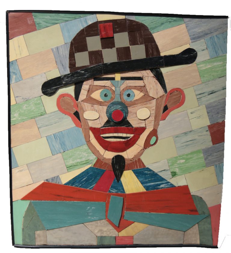 Vintage Art Linoleum clown Ben Hoek?