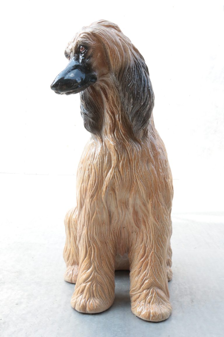 Vintage Life-Size Italian Glazed Terracotta Afghan Hound male