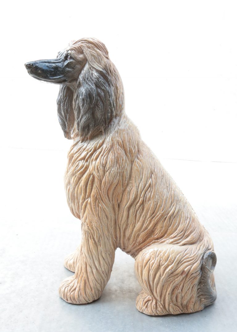 Vintage Life-Size Italian Glazed Terracotta Afghan Hound female