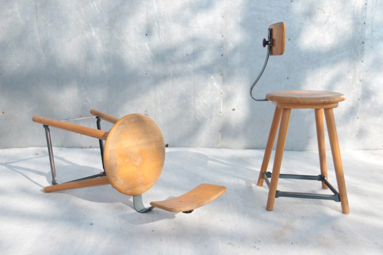 Industrieel Vintage krukken met rug jaren 60