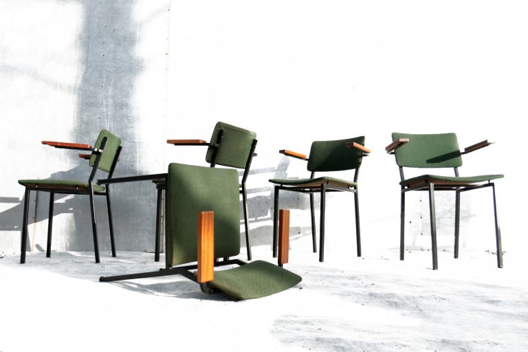 Vintage Design Kembo Gispen armstoelen groen