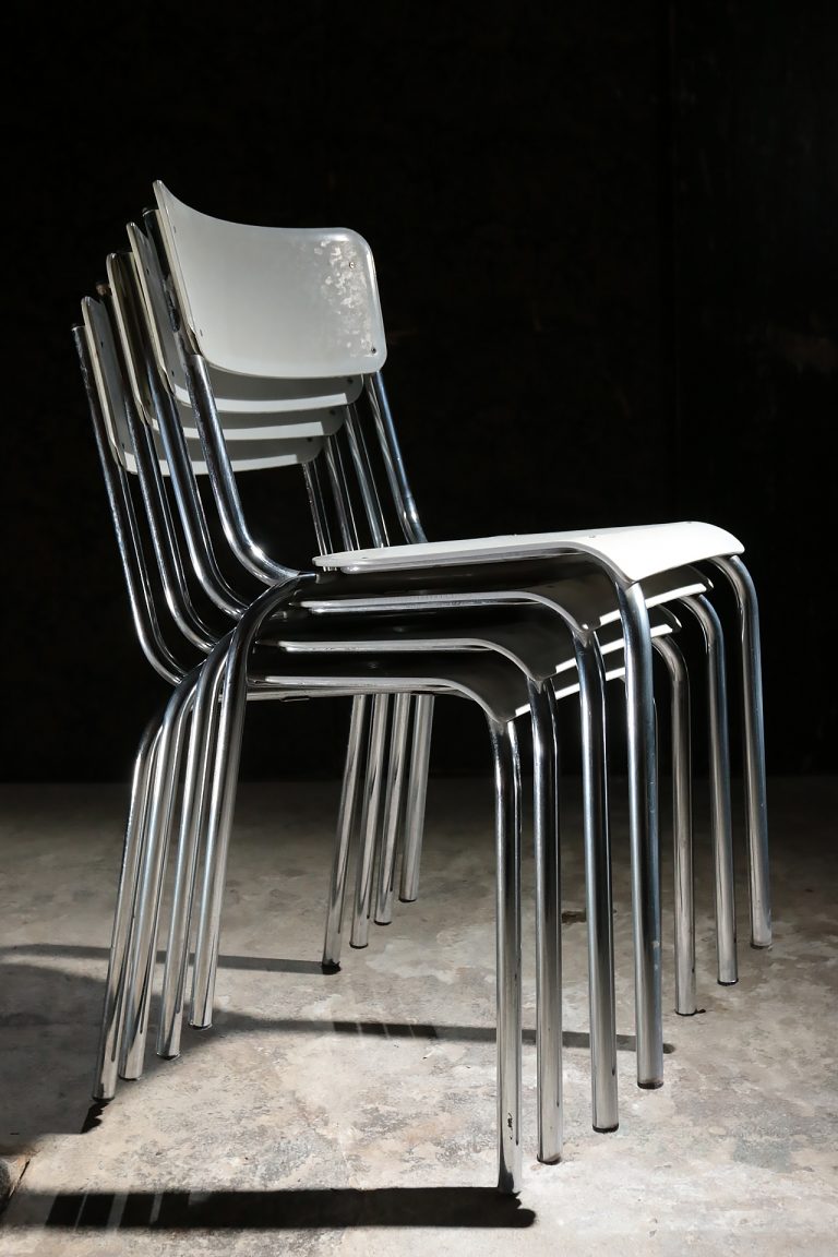 Industrieel Vintage Meurop C59 Schoolstoelen met kunststof zitting