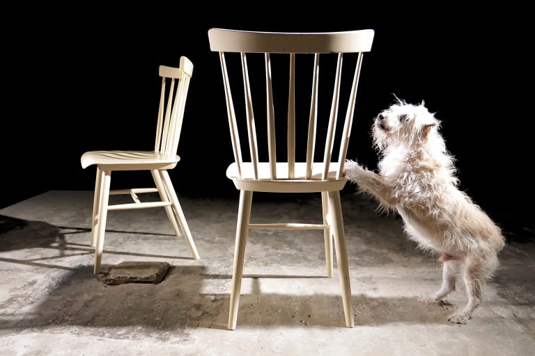 Vintage Design Witte Houten Spijlenstoelen jaren 50