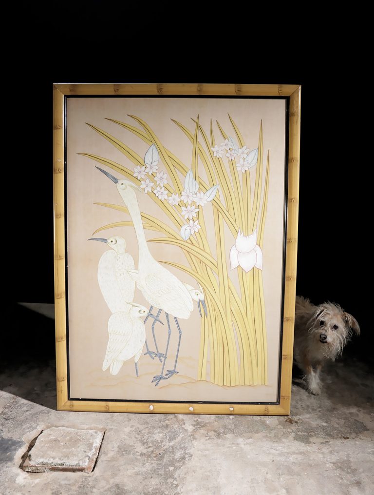 Eclectisch Design Schilderij Bamboe Zilverreigers