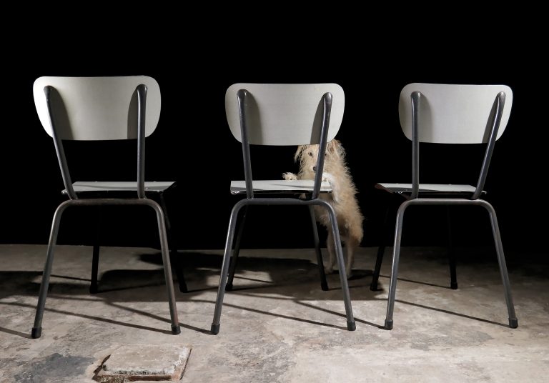 Industrieel Vintage Formica Schoolstoelen Beaumont Lichtgrijs