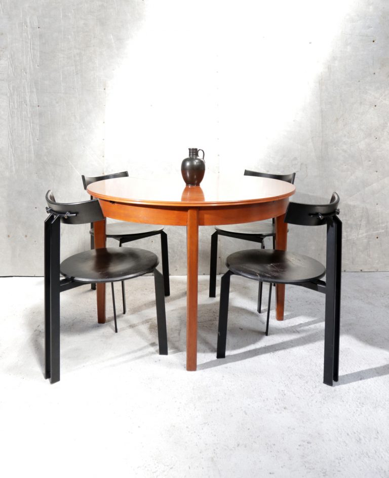 Vintage Design Ronde Uitschuiftafel Eettafel uitschuifbaar jaren 60