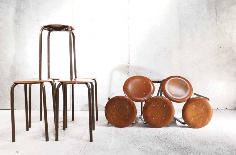 Industrieel Vintage Pagholz Schoolkrukken 2 maten