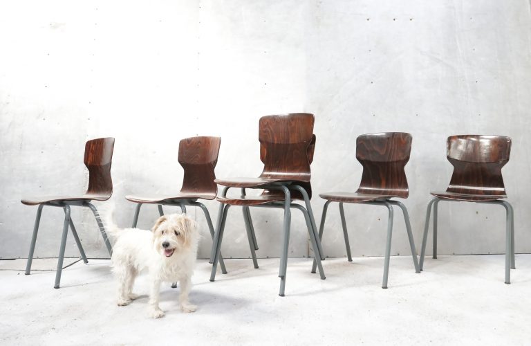 Industrieel Vintage Obo Eromes Pagholz V-vorm schoolstoelen