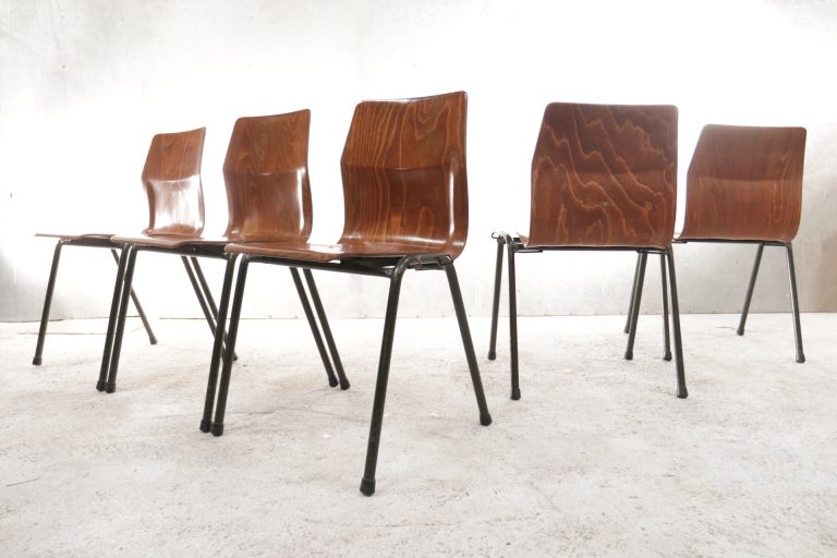 Vintage Design Pagholz Obo Eromes Schoolstoelen Legergroen