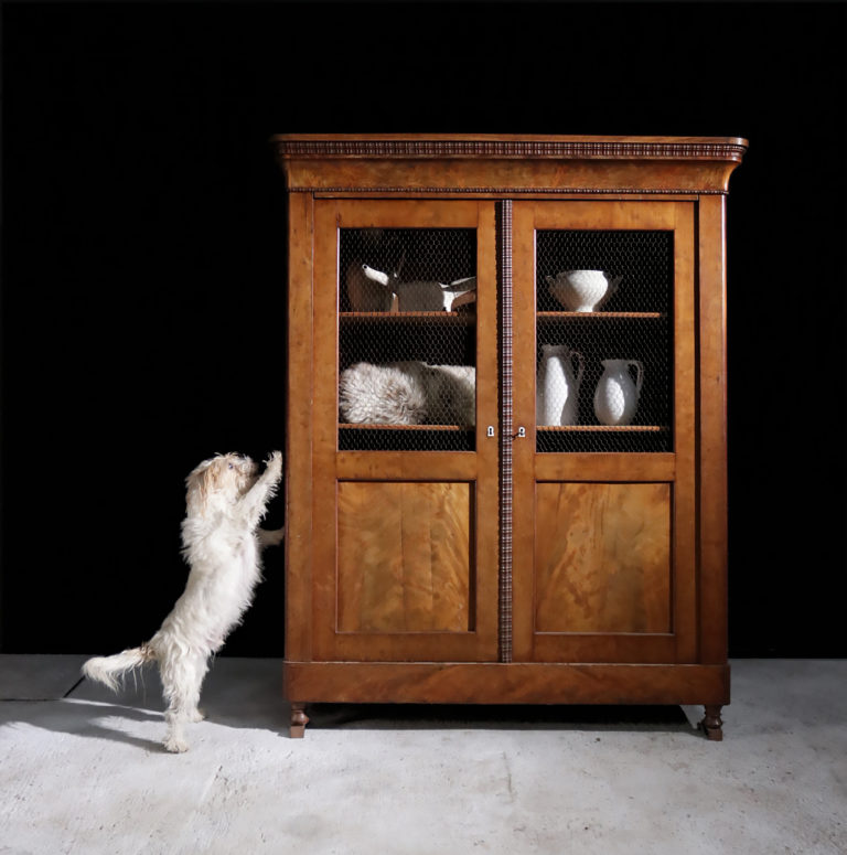 Antiek Brocante Kast met gaas ramen