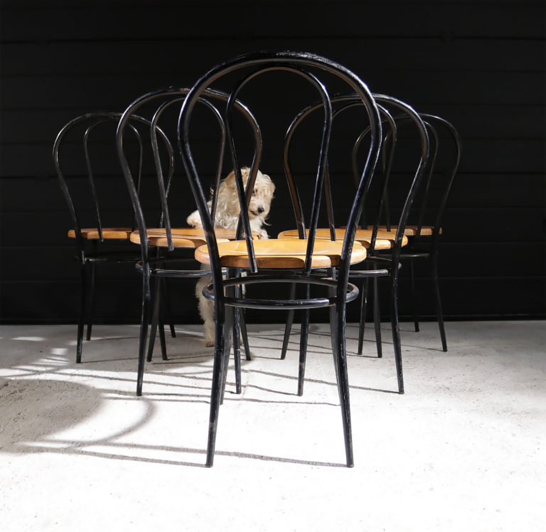 Zware metalen Thonet Bistro stoelen Metalmobil Arredo Italiaans