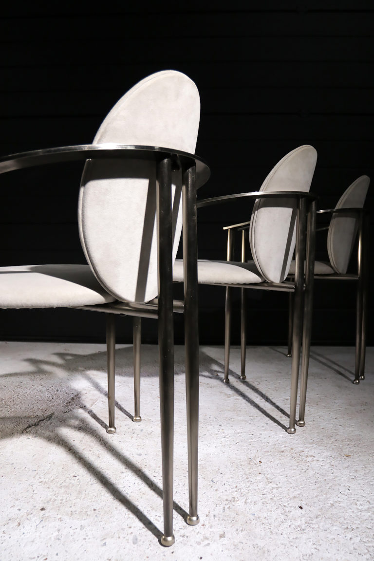 TOP! Vintage Design Belgo Chrom Stoelen Memphis style Grijs