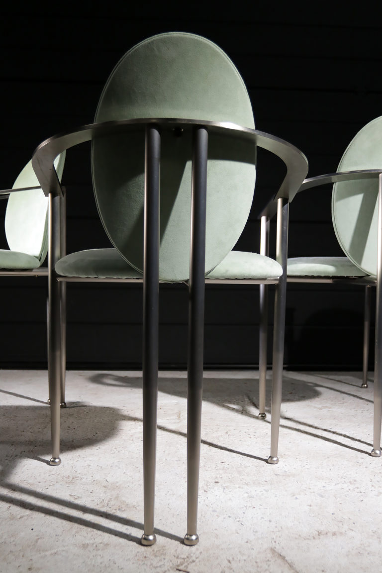 TOP! Vintage Design Belgo Chrom Stoelen Memphis style Mintgroen