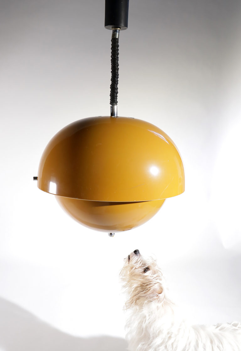 Mid-century Design Metal Lamp  Golden yellow ceiling lamp