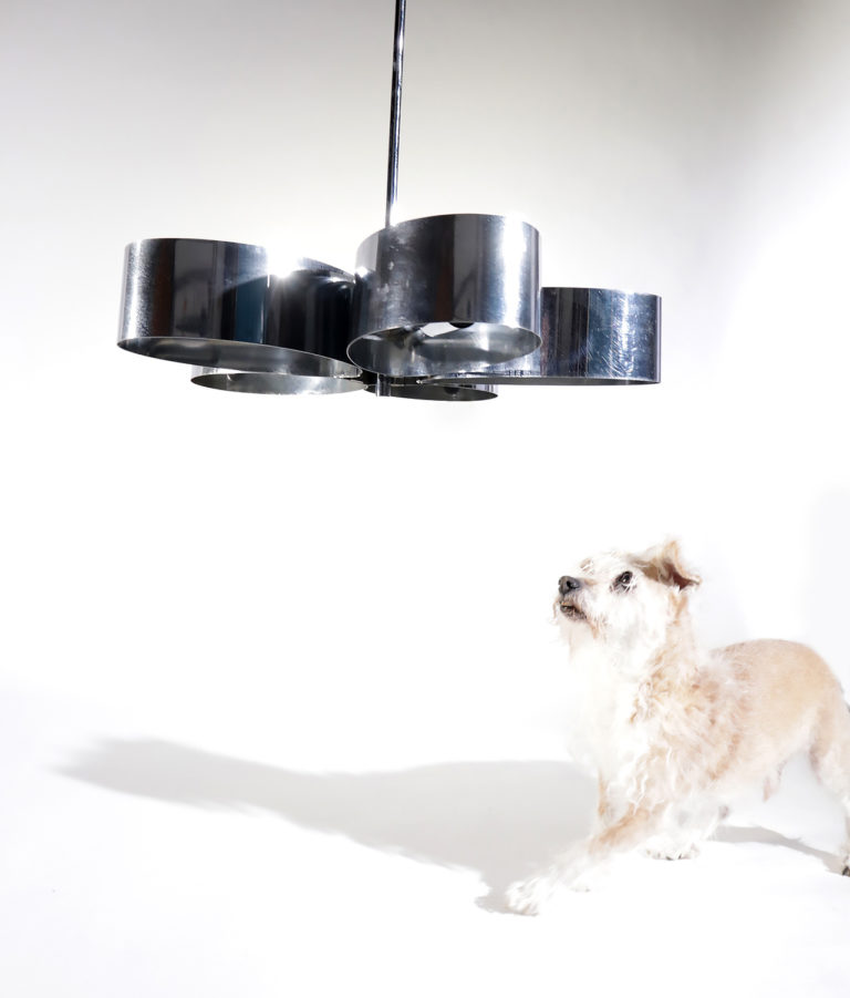 Vintage Design hanglamp metalen bloemvorm jaren 70 / 80 Italy