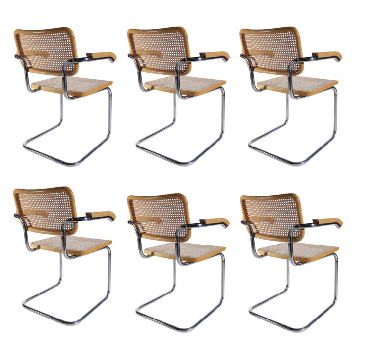 6 Mid-Century Marcel Breuer B32 Cesca Chairs, Fasem Italy, 1970