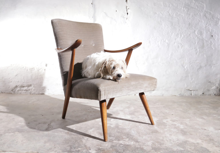Vintage Design Fauteuiltje lichte bekleding jaren 50