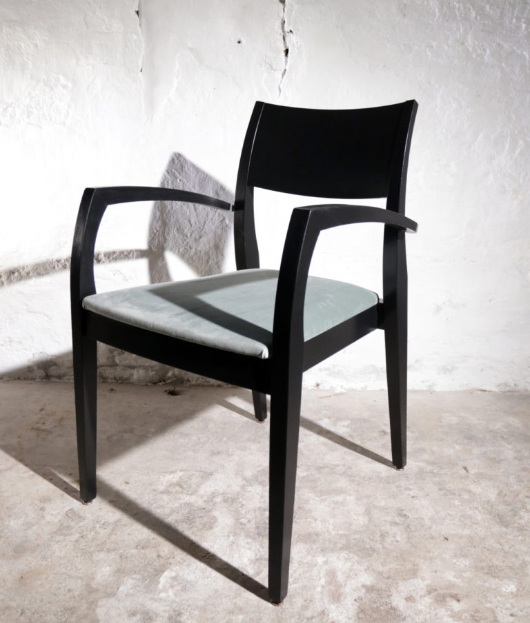 Design Armstoel Zwart / Vaal groen-grijs Velours