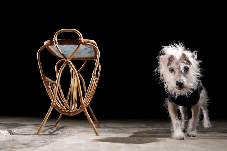 Boho Rotan Krantentafeltje IJsglas jaren 60