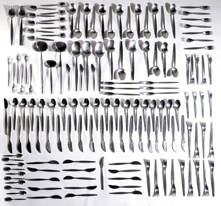 146 Pieces Folke Arstrom Focus Flatware Gense 18 8 Stainless Sweden, circa 1955