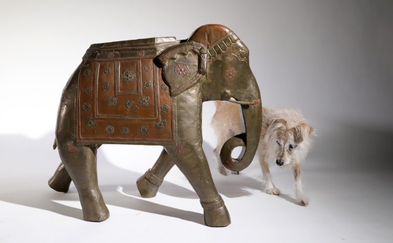 XL Vintage Indian Latoenkoperen Olifant Boho Chic