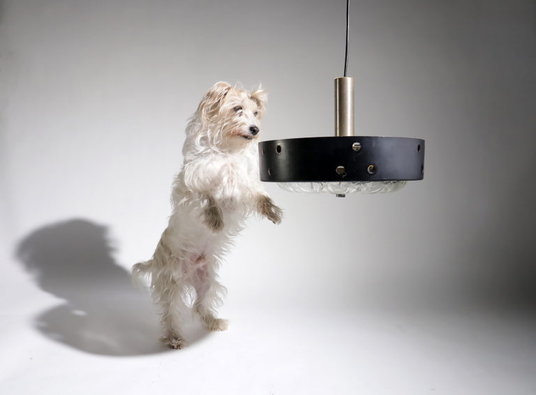 Vintage Design Hanglamp zwart metaal glas