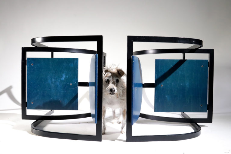 Memphis Design KFF Cosinus stoelen Blauw Zwart jaren 80