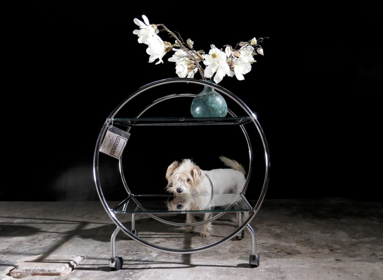 Art Deco / Bauhaus Design Trolley Glas Chroom