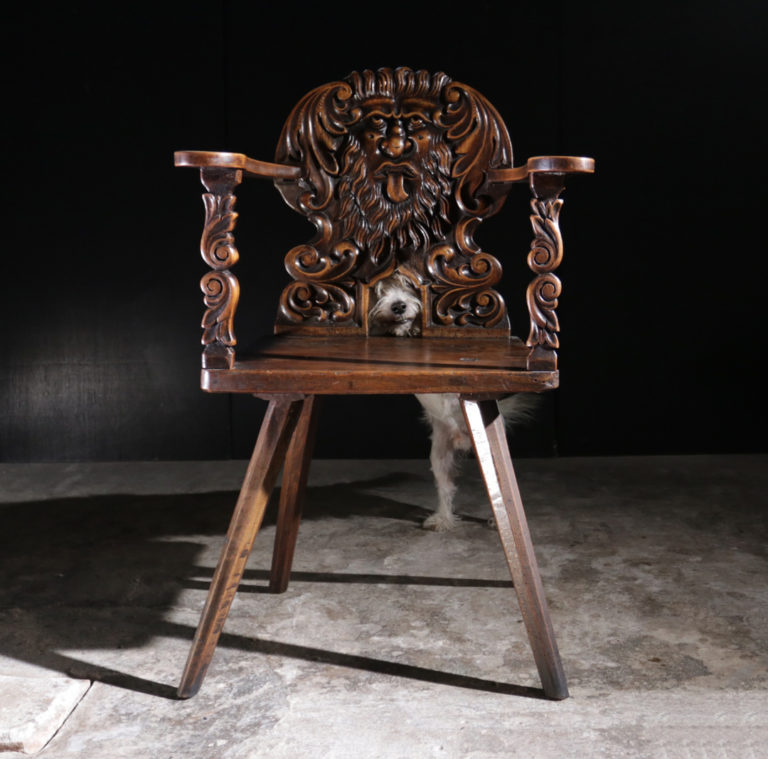 17th Century Renaissance Sgabello Walnut Chair