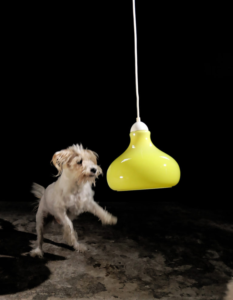Vintage Design hanglamp geel glas